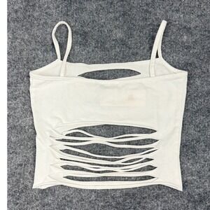 VTG Gear Company‎ Women White Shredded Cutout Crop Tank Top Size L
